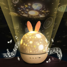 Load image into Gallery viewer, USB charging cute rabbit projection lamp LED projector rotating