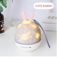Load image into Gallery viewer, USB charging cute rabbit projection lamp LED projector rotating