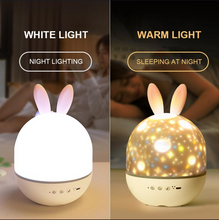 Load image into Gallery viewer, USB charging cute rabbit projection lamp LED projector rotating