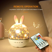 Load image into Gallery viewer, USB charging cute rabbit projection lamp LED projector rotating
